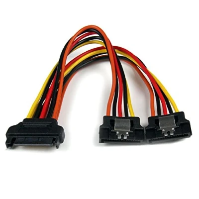 Abbildung von StarTech.com SATA Y Strom Adapterkabel mit Verriegelungs Clip 15cm S ATA Splitter Stromkabel St/Bu Serial 15pin Adapter
