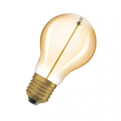 Abbildung von OSRAM Vintage 1906 Classic A FIL LED Lampe, E27, Kolbenform, gold, 1,8W, 80lm, 2700K, warmweißes Licht, sehr geringer Energieverbrauch, lange Lebensdauer, magnetisches Filament