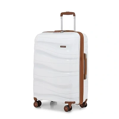 Abbildung von KONO Hartschalenkoffer Groß Leicht Koffer Trolley Reisekoffer mit 4 Rollen und TSA Schloss, 75x52x30cm, 105Liter, Zwillingsrollen Polypropylen Rollkoffer (Weiß, XL)