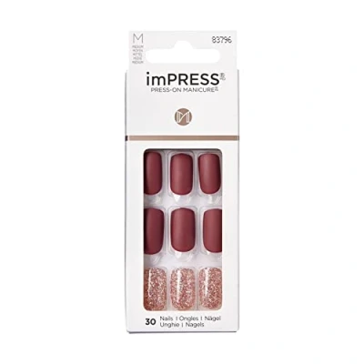 Abbildung von KISS imPRESS Press On Manicure, Hero, mittellang, quadratisch, mit PureFit Technologie, enthält Reinigungspad, Mini Feile, Manikürstäbchen und 30 künstliche Nägel