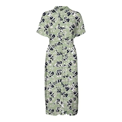 Abbildung von Vero Moda Women&#039;s VMMENNY SS Calf Shirt Dress WVN GA Kleid, Reseda/AOP:Mille, S