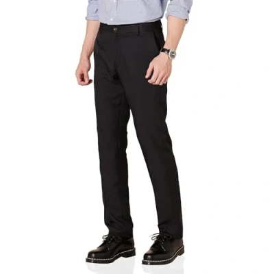 Abbildung von Amazon Essentials Herren Schmal geschnittene Kleiderhose mit Flacher Vorderseite, Schwarz, 32W / 32L