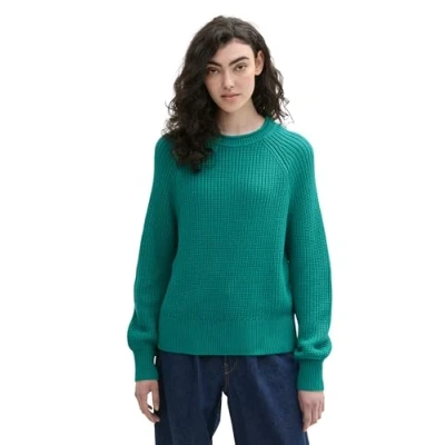 Abbildung von TOM Tailor Denim MIT Leichten BALLONÄRMELN Strickpullover, Damen, Größe: Large, Jade green