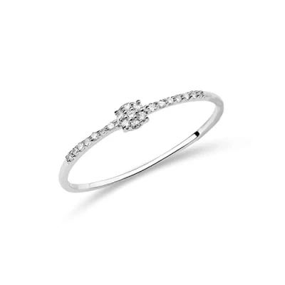 Abbildung von MIORE Schmuck Damen 0.06 Ct Diamant Verlobungsring mit 21 Diamanten/Brillanten Ring aus Weißgold 9 Karat / 375 Gold