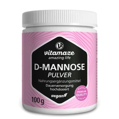 Abbildung von D Mannose Pulver hochdosiert &amp; vegan, 2000 mg pro Tagesdosis, 100 g Doseninhalt zur Dauerversorgung, Nahrungsergänzung ohne unnötige Zusatzstoffe, Made in Germany