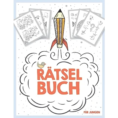 Abbildung von Rätselbuch für Jungen, ab 4 Jahre, mit Lösungen im Buch, das perfekte Kindergarten Lernbuch
