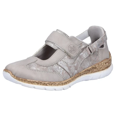 Abbildung von Rieker Klettschuh, Slipper, Halbschuh, Freizeitschuh, Sneaker, Keilabsatz in Korkoptik