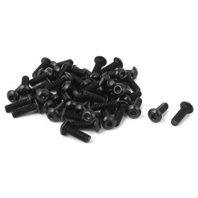 Abbildung von sourcing map M2,5x 8mm Knopfkopf Innensechskantschraube Schwarz 50Stk