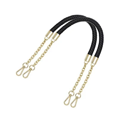 Abbildung von besbomig 2 Stück Taschengurt Schultergurt Ersatz PU Taschengriff Geflochtene Handtasche Strap Tasche Kette 60cm, Schwarz