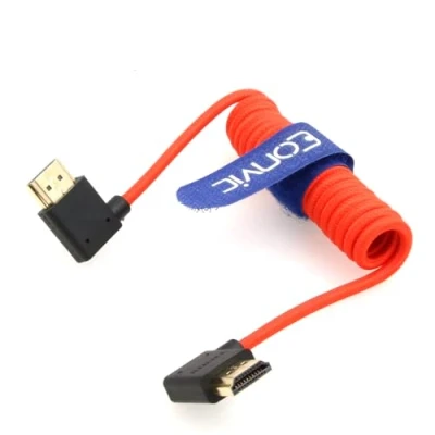 Abbildung von Eonvic 2.1 8K HDMI to Cable High Speed Male Extender for Atomos Ninja V, Sony a7siii, Portkeys BM5 Monitor (Right Left HDMI, Red Braided Coiled Cable)