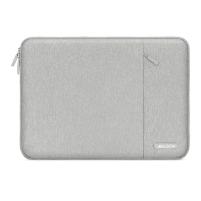 Abbildung von MOSISO Laptop Sleeve Hülle Kompatibel mit MacBook Air/Pro,13 13,3 Zoll Notebook,Kompatibel Pro 14 M3 M2 M1 Chip Max 2024 2021, Polyester Vertikale Stil Laptoptasche, Grau