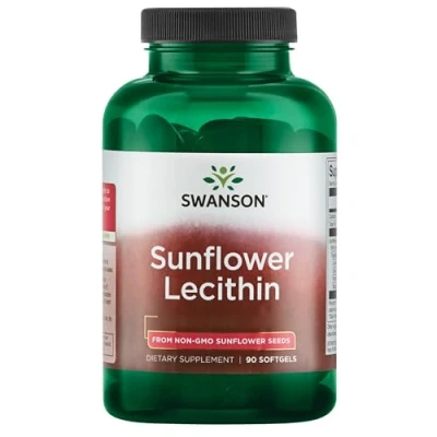 Abbildung von Swanson, Sunflower Lecithin, 1200mg, Sonnenblumenlecithin, hochdosiert, 90 Weichkapseln, Laborgeprüft, Sojafrei, Glutenfrei, Ohne Gentechnik
