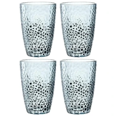 Abbildung von Leonardo Matera Gläser Set 4 teilig Becher aus hochwertigem Glas in Hammerschlagoptik Inhalt 340 ml Handarbeit Spülmaschinenfest, robust 4er blau, 024384