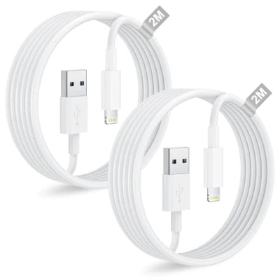Abbildung von iPhone Ladekabel Original USB Lightning Kabel 2M 2PACK [Apple MFi Zertifiziert], Schnellladekabel für 14/13 Pro/12/11/XS/XS Max/XR/X/8/7/6/SE/iPad