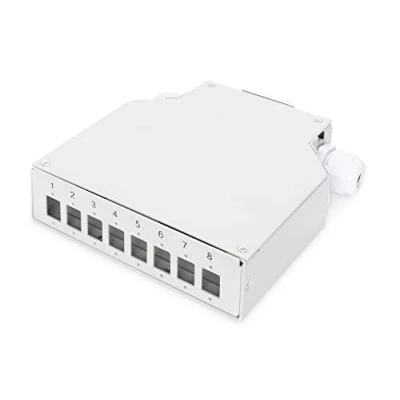 Abbildung von DIGITUS LWL Spleißbox Hutschienen Montage 8 Port Für LC Duplex Kupplungen Metallgehäuse, Weiß