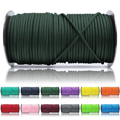 Abbildung von Ganzoo Paracord 550 Seil Dunkel Grün 4mm Schnur Typ 3, Nylon &amp; Polyester, ideal für Basteln von Hundeleine Halsband Armband/Camping Survival und Outdoor 100 Meter Allzweckseil 7 Innenstränge