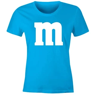 Abbildung von MoonWorks® Damen T Shirt Gruppen Kostüm M Aufdruck Fasching Karneval Verkleidung türkis S