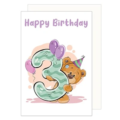 Abbildung von Edition Seidel Premium Geburtstagskarte zum 3. Geburtstag mit Umschlag. Kindergeburtstag Glückwunschkarte Billet Happy Birthday Junge Mädchen (G3374 SW023)