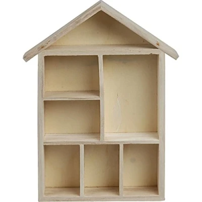 Abbildung von Creativ 575160 1 teiliges Holzregal in Hausform mit 7 kleinen Fächern, Beige