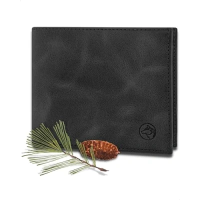 Abbildung von Wolfstrøm Geldbörse Herren Leder &#039;Nørge&#039; Tri Fold Portemonnaie RFID Blocker 6 Karten Fach, Ausweis Großes Zusatzfach, Scheinfach, Kleingeldfach Antique Black
