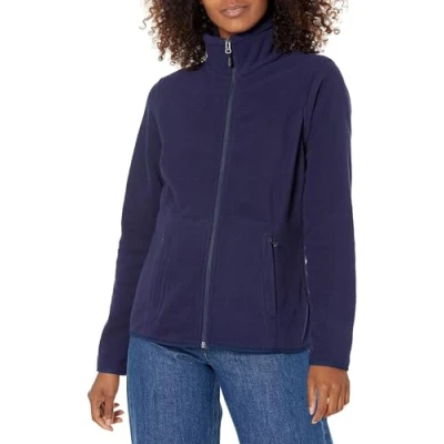 Abbildung von Amazon Essentials Damen Weiche Polarfleece Jacke mit durchgehendem Reißverschluss in klassischer Passform (erhältlich Übergrößen), Marineblau, S