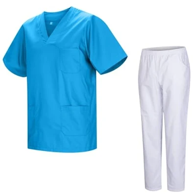 Abbildung von MISEMIYA Unisex Schrubb Set Medizinische Uniform mit Oberteil und Hose 817 8312 BLANCO X Large, Cyan