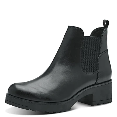 Abbildung von MARCO TOZZI Damen Chelsea Boots Vegan mit Blockabsatz, Schwarz (Black), 38 EU