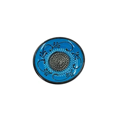 Abbildung von Kaladia Keramik Reibeteller/Keramikhobel ideal für Ingwer, Parmesan etc. in Blau &amp; Schwarz Durchmesser: 12 cm handgemacht handbemalt Made Spain