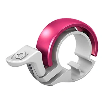 Abbildung von Knog Oi Classic Groß Fahrrad Klingel 23,8 31,8 mm Bike Bell Glocke Design Slim MTB Laut Ringförmig, KNCL, Farbe Weiß Pink