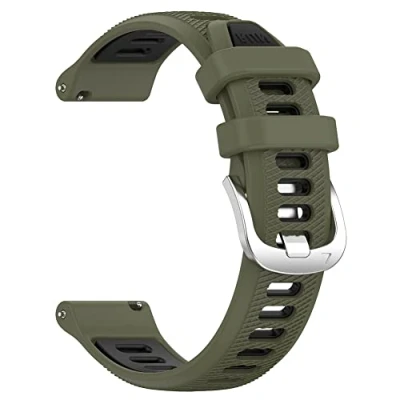 Abbildung von Waekethy Armband für Garmin Venu/Venu sq/Venu sq2/Venu 2 plus, 20mm Silikon Ersatzarmband Kompatibel mit Approach S40/Vivoactive 3/Forerunner 245/645 Music (Grün schwarz)