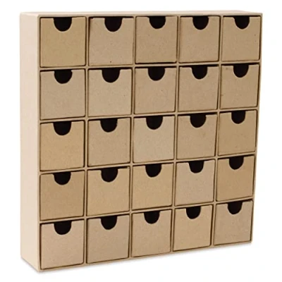 Abbildung von Decopatch Décopatch HD018O kleine Regal mit 25 Schubladen aus Pappmaché, Adventregal, 5 x cm, zum Verzieren Kartonbraun