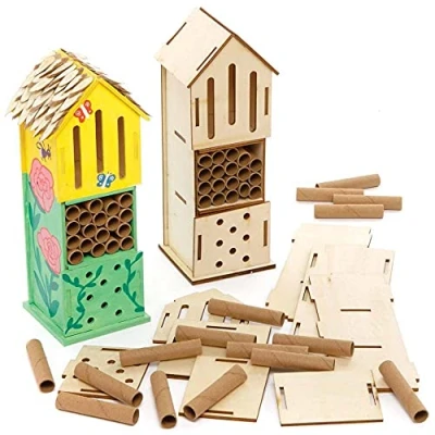 Abbildung von Baker Ross FE508 Insektenhotel für Kinder zum Basteln 2er Pack, Garten Deko Basteln, Ideal den Sommer, grün, Mittel