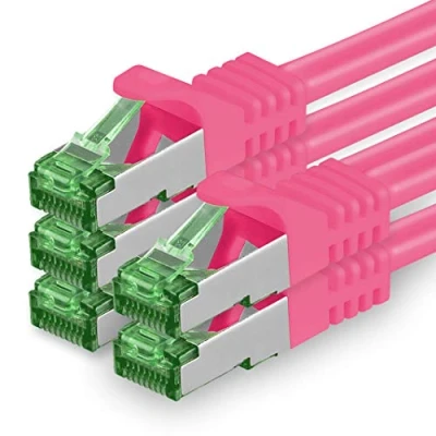 Abbildung von 1aTTack.de 1 M Cat.7 Netzwerk Kabel 5 Stück Cat7 Patch Lan Ethernet RJ45 10 Gbit/s (Alle Internetgeschwindigkeiten) Magenta Meter