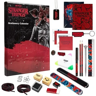 Abbildung von Stranger Things Adventskalender 2024 Kinder, 24 Überraschungen mit Schreibwaren, Zubehör