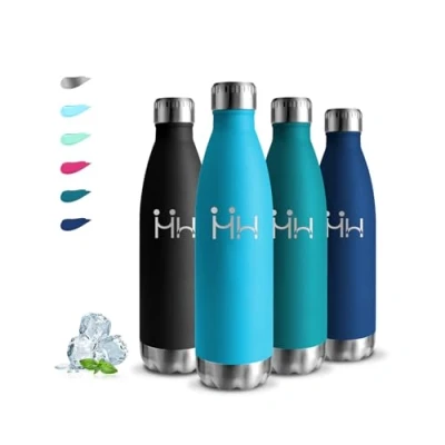 Abbildung von Trinkflasche, Trinkflasche Edelstahl, 500ml, 24h Kalt &amp; 12h Warm, Kinder, BPA Freie, Wasserflasche Doppelwandig, Auslaufsicher, für Schule, Camping, Reisen, Yoga