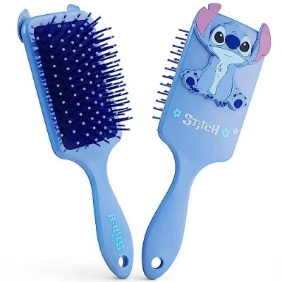 Abbildung von Disney Stitch Haarbürste Ohne Ziepen, Geschenkidee Kinder Mädchen Teenager Erwachsene, Entwirrbürste Stitch, Marie Aristocats, Minnie Mouse, Baby Yoda (Blau Stitch)