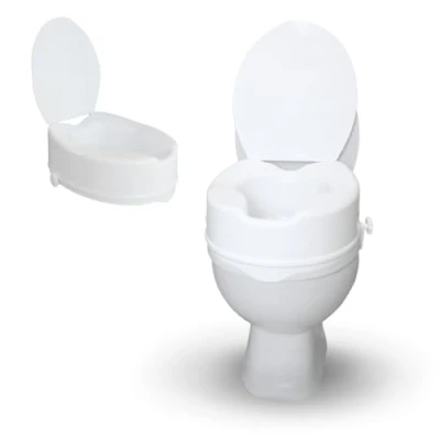 Abbildung von Mobiclinic®, Titán, Europäische Marke, Toilettensitzerhöhung mit Deckel, 14 cm, für Erwachsene, Toilettenerhöhung ältere Menschen, Höhenverstellbarer Toilettensitz