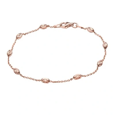 Abbildung von Materia Damen Rosegold Armband Armkette 925 Sterling Silber Kugel vergoldet diamantiert 19cm in Etui SA 68