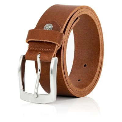 Abbildung von LINDENMANN Leder Gürtel Herren 40 mm breit, Vollrindleder cognac, Größe/Size:125, Farbe/Color:braun