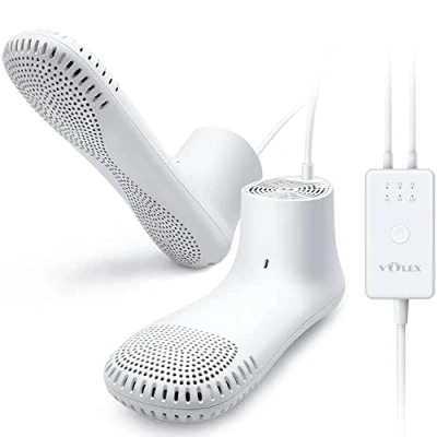 Abbildung von Voolex Schuhtrockner, Elektrischer Schuhtrockner und Ozone Deodorizer mit Timer, Wärmer für Schneestiefel Sneakersocken, Erwachsenen Fußform Design Kein Rauschen EU Stecker