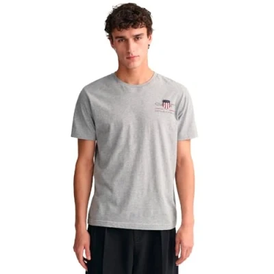 Abbildung von GANT Embroidered Archive Shield Tshirt print, Herren, Größe: 3XL, Grey melange