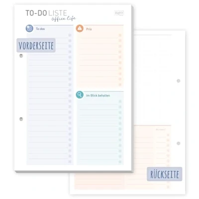 Abbildung von Häfft® A5 To do Listen Block &quot;Office Life&quot; 50 Blatt mit Prios, Tracker &amp; freiem Platz für Notizen klimafreundlich und nachhaltig