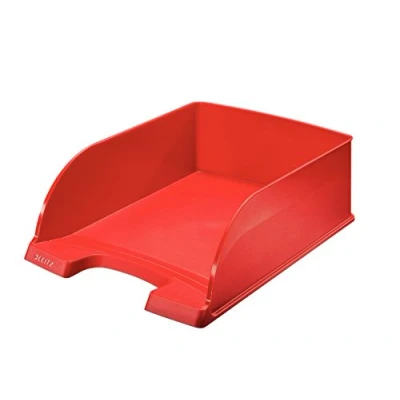Abbildung von Leitz Briefkorb A4 Jumbo, Briefablage mit extra großem Fassungsvermögen in Premium Qualität, Stapelbares Ablagefach als Schreibtisch Organizer, Kombinierbar Plus Serie, Rot, 52330025