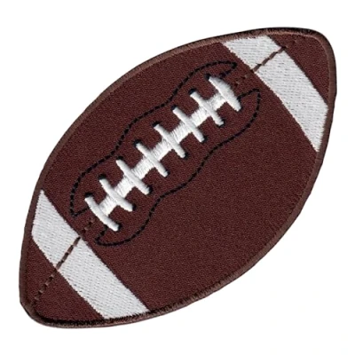 Abbildung von PatchMommy Football Rugby Patch Aufnäher Applikation zum Aufbügeln Bügelbild Ball Sport für Kleidung Jeans Jacken Kinder Baby