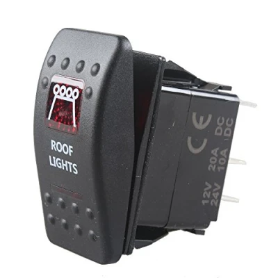 Abbildung von Mintice™ 12V KFZ Rot LED Licht Beleuchtet Wippenschalter Kippschalter Auto Armaturenbrett Schalter Roof Light