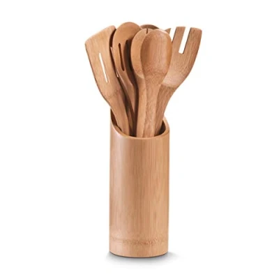 Abbildung von Zeller 25274 Küchenutensilienhalter, 7 teilig, Bamboo, Ø 9 x H 33 cm, Braun, 1 Pack