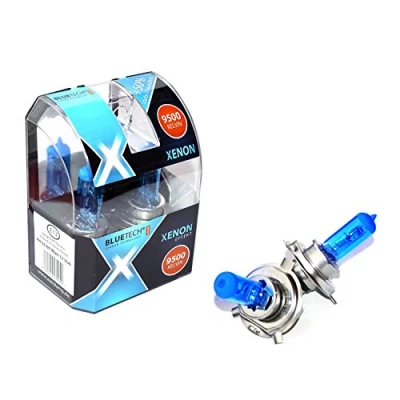 Abbildung von BLUETECH H4 55/60W 12V 9500K Xenon Effekt Auto Abblendlicht Fernlicht Glühlampen2er Set mit StVZO Zulassung