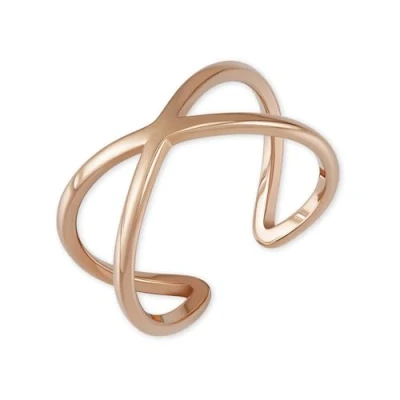 Abbildung von GD GOOD.designs Ring verstellbar Roségold für Damen in X Form aus hautverträglichem Edelstahl I Goldener Damenring mit 18 Karat Vergoldung Ringgröße 52,54,56,59