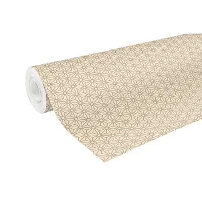 Abbildung von Clairefontaine 223803C Rolle Geschenkpapier aus Kraftpapier 70g 50x0,70m, 100% recycelt, robust und natürlich, ideal zum Verpacken Basteln Geschenke, Geometrisch Gold, Weihnachten, 1