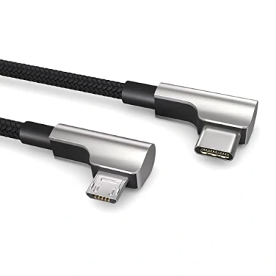 Abbildung von PAXO 0,15m Micro USB auf C OTG Kabel, lädt Typ Geräte, Winkelstecker, Datenkabel, Ladekabel, 2.0
